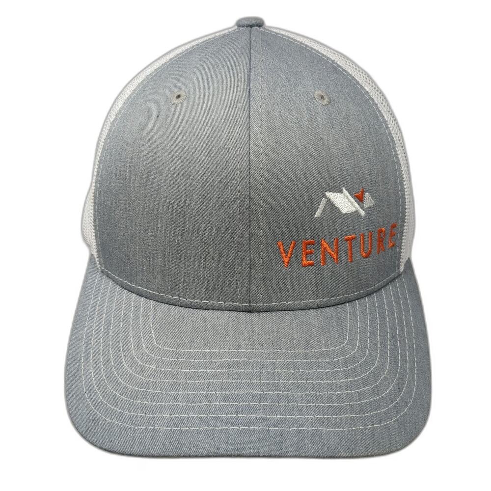 Richardson Venture Mountain Logo Trucker Hat Gray One Size Mesh Snapback 112